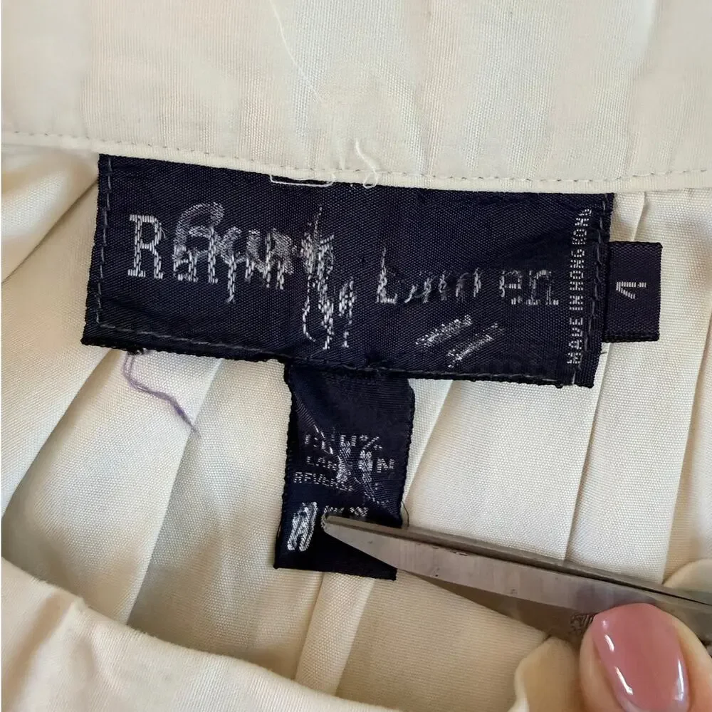 Ralph Lauren Collection Style Off White Full Button Skirt Vintage  Sz 4 23 Waist - Picture 4 of 8